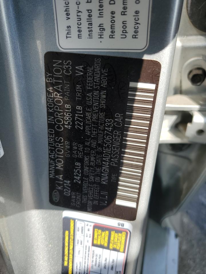 KNAGN4AD1E5067433 2014 Kia Optima Hybrid