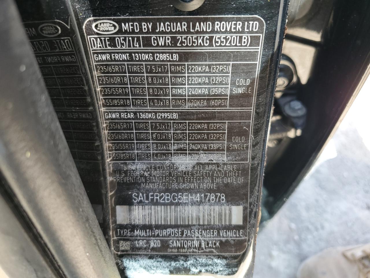 VIN SALFR2BG5EH417878 2014 LAND ROVER LR2 no.13