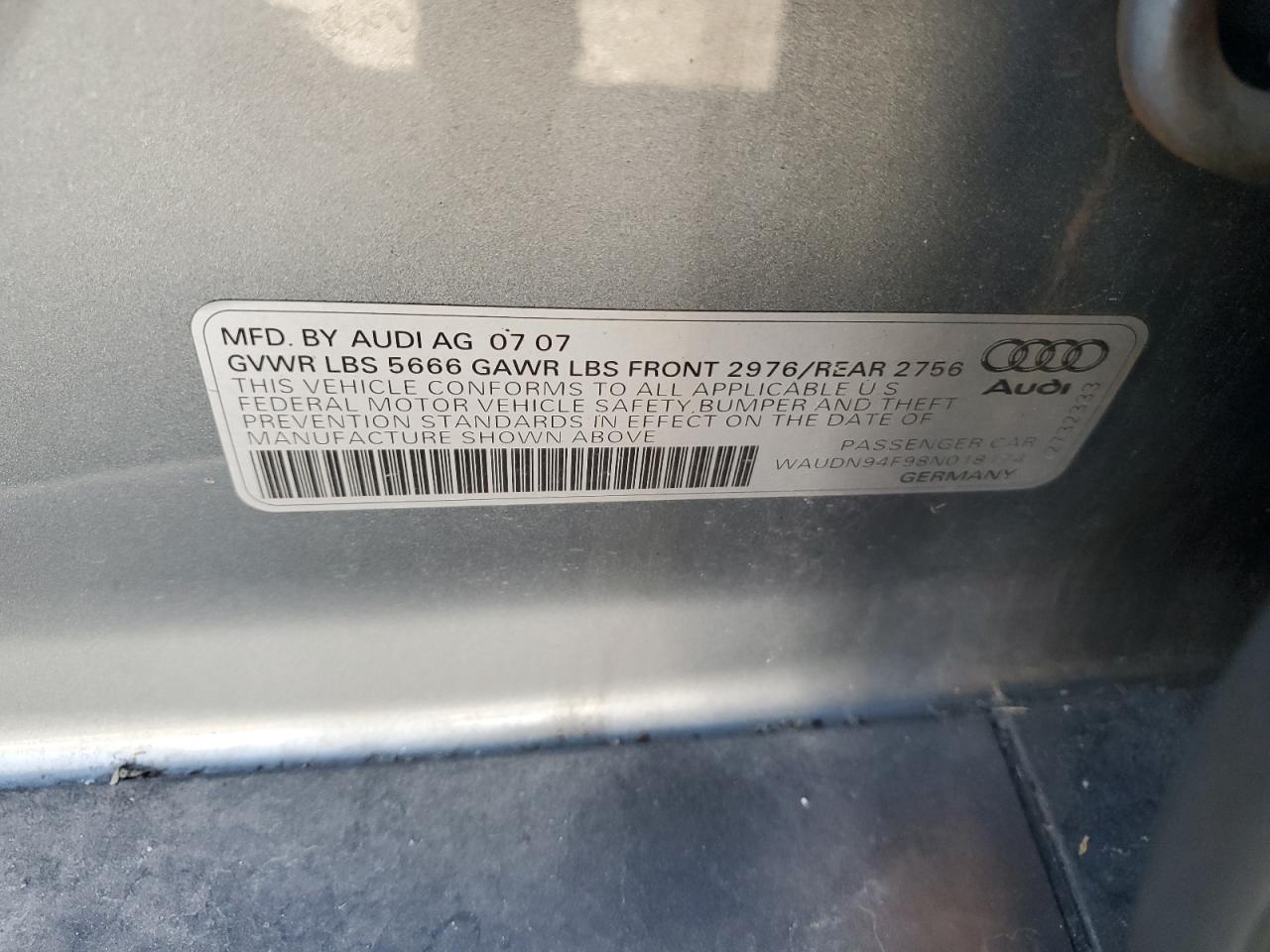 WAUDN94F98N018174 2008 Audi S6 Quattro