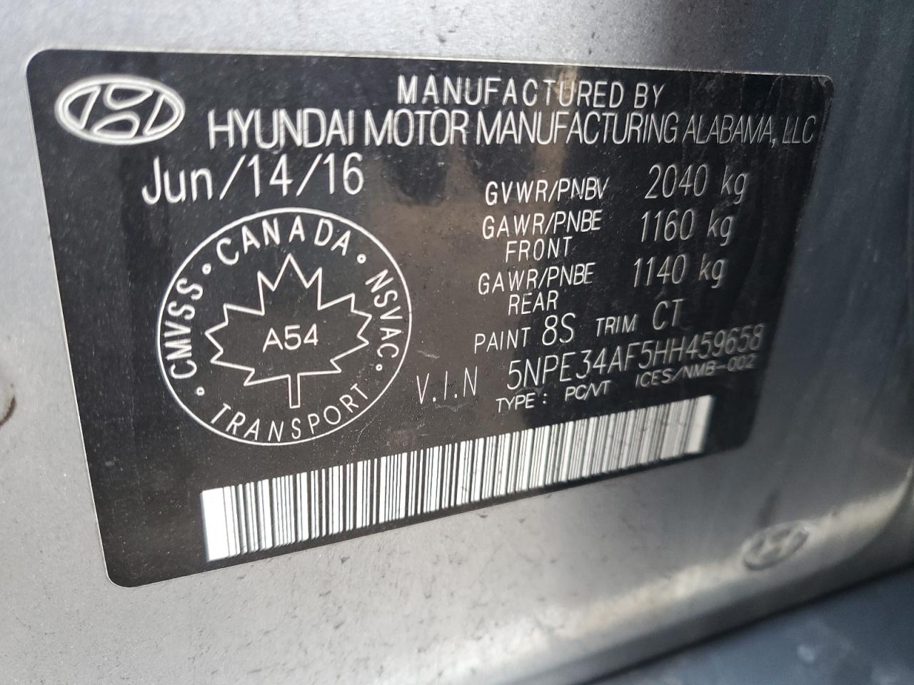 5NPE34AF5HH459658 2017 Hyundai Sonata Sport