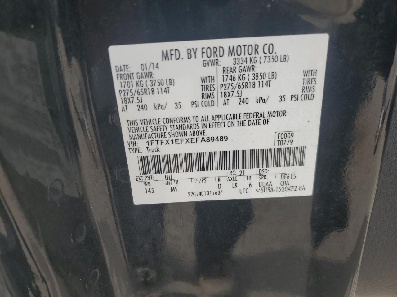 1FTFX1EFXEFA89489 2014 Ford F150 Super Cab