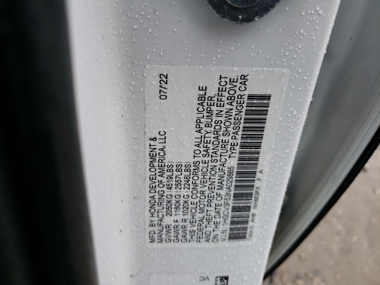 1HGCV3F53NA029885 2022 Honda Accord Hybrid Exl