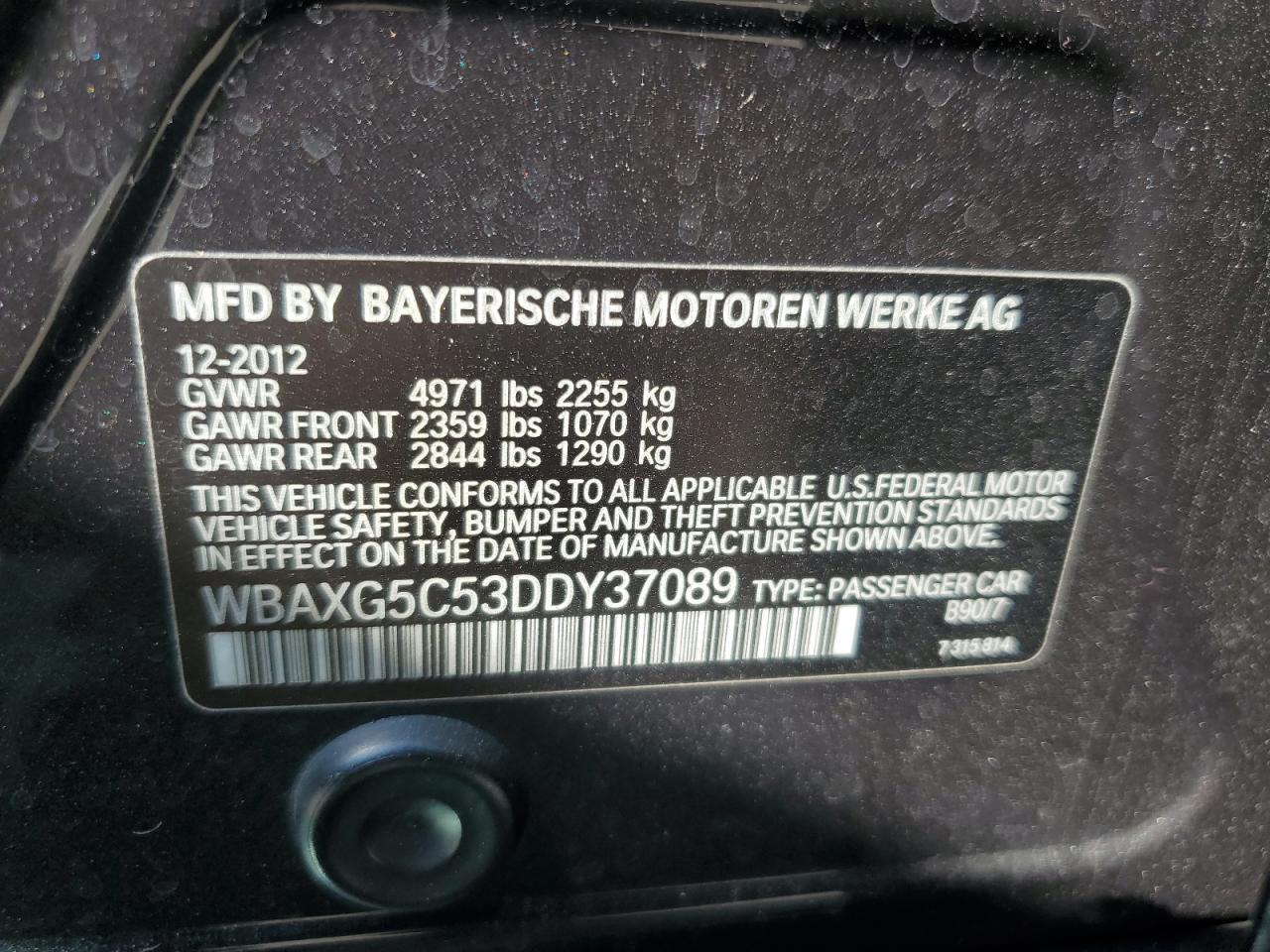 WBAXG5C53DDY37089 2013 BMW 528 I