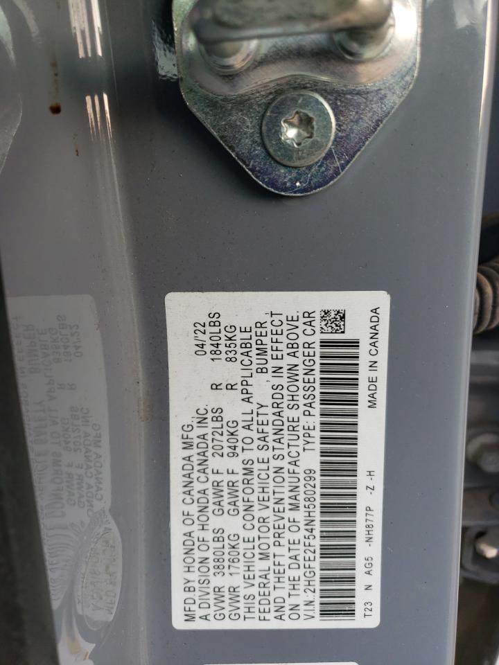 2HGFE2F54NH580299 2022 HONDA CIVIC - Image 12