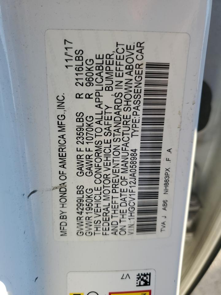 1HGCV1F12JA058984 2018 Honda Accord Lx