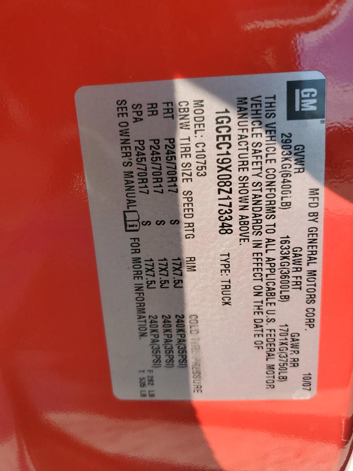 2008 Chevrolet Silverado C1500 VIN: 1GCEC19X08Z173348 Lot: 75653504