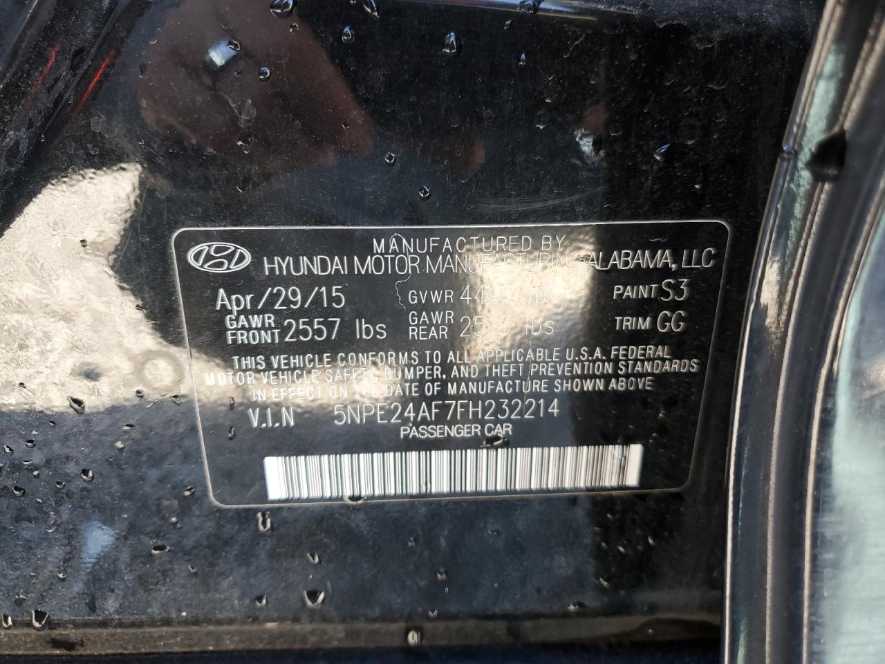 5NPE24AF7FH232214 2015 Hyundai Sonata Se