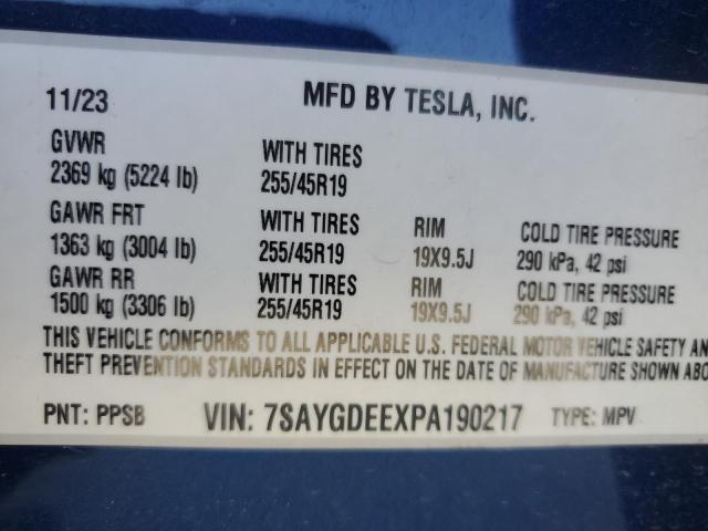 7SAYGDEEXPA190217 Tesla Model Y  12