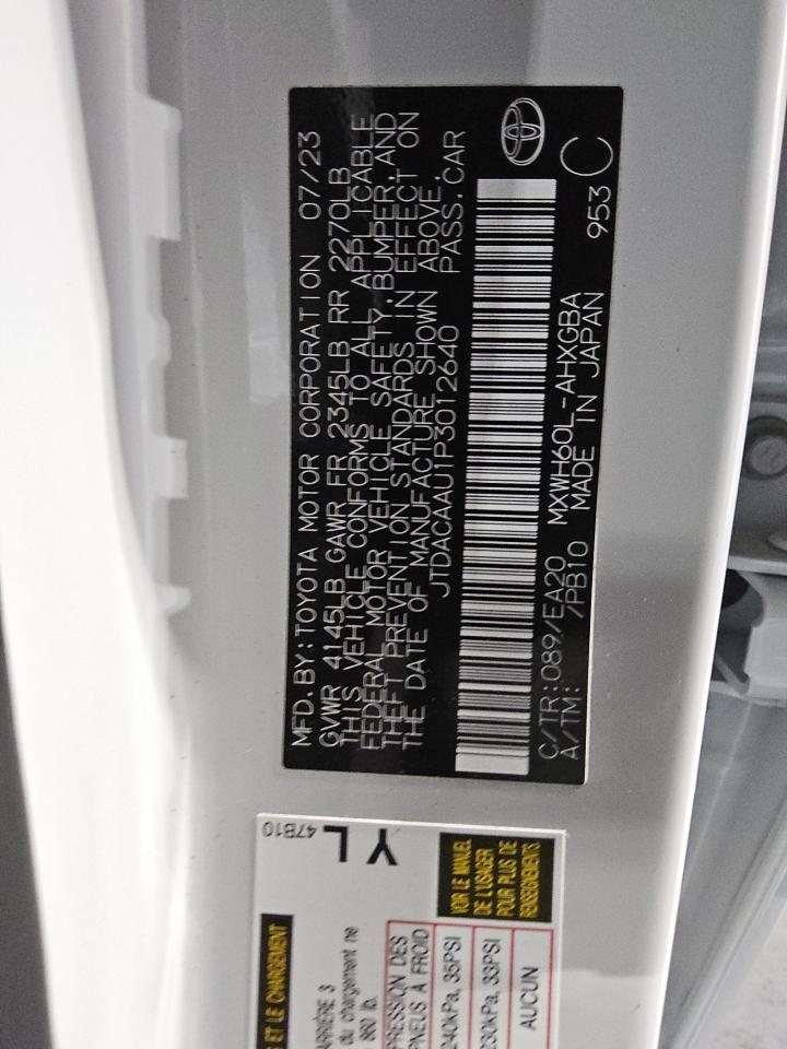 2023 Toyota Prius Le VIN: JTDACAAU1P3012640 Lot: 78957934