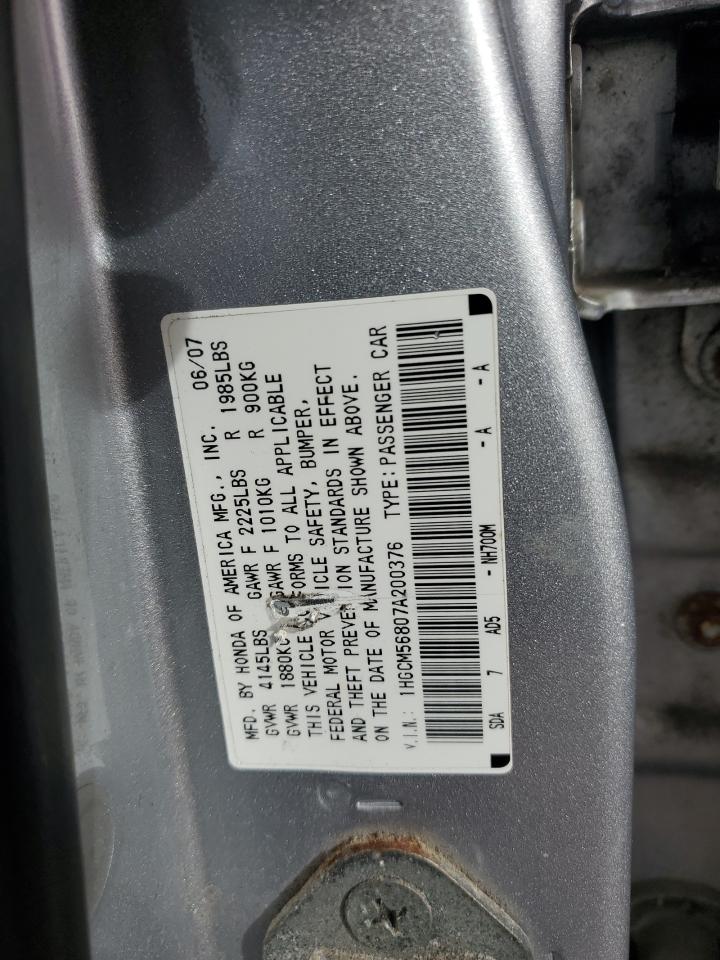 1HGCM56807A200376 2007 Honda Accord Ex