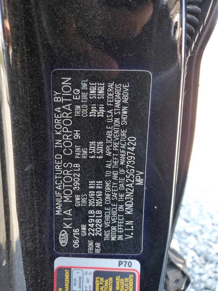 2016 Kia Soul VIN: KNDJN2A25G7397420 Lot: 76295574