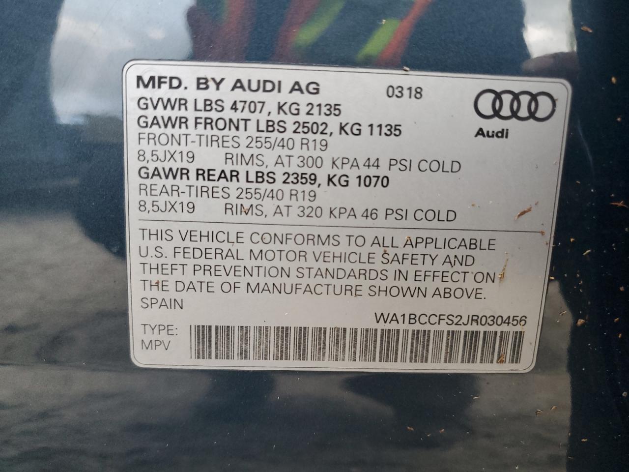 2018 Audi Q3 Premium VIN: WA1BCCFS2JR030456 Lot: 74439334