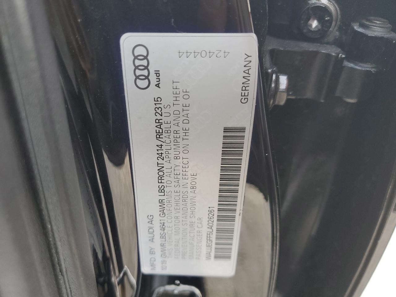 2020 Audi A3 S-Line Premium Plus VIN: WAUJEGFF5LA026261 Lot: 76471164