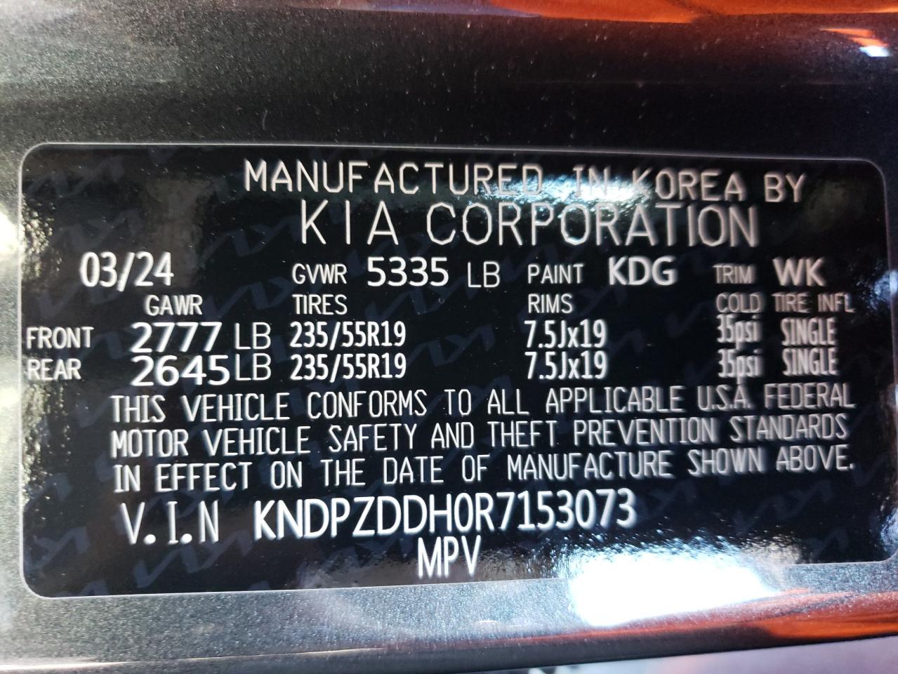 2024 Kia Sportage X-Line Prestige VIN: KNDPZDDH0R7153073 Lot: 76572054