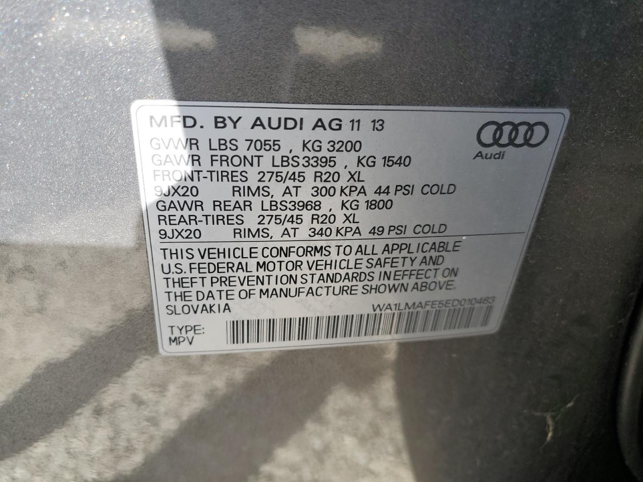 WA1LMAFE5ED010463 2014 Audi Q7 Premium Plus