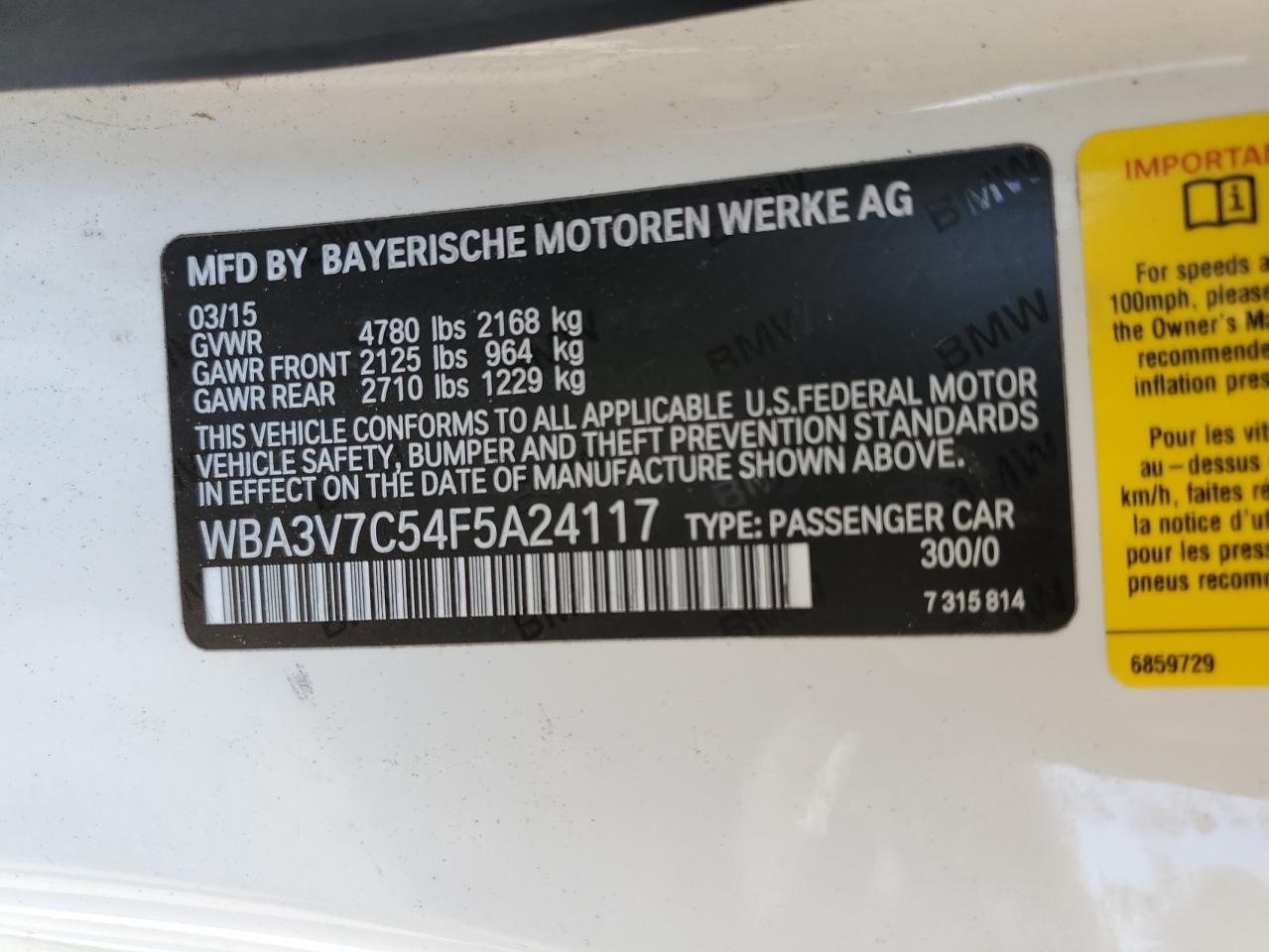 WBA3V7C54F5A24117 2015 BMW 428 I Sulev