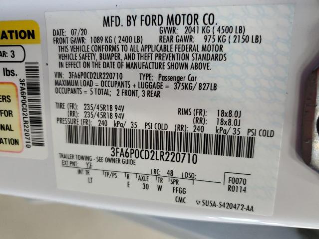 3FA6P0CD2LR220710 Ford Fusion SEL 12