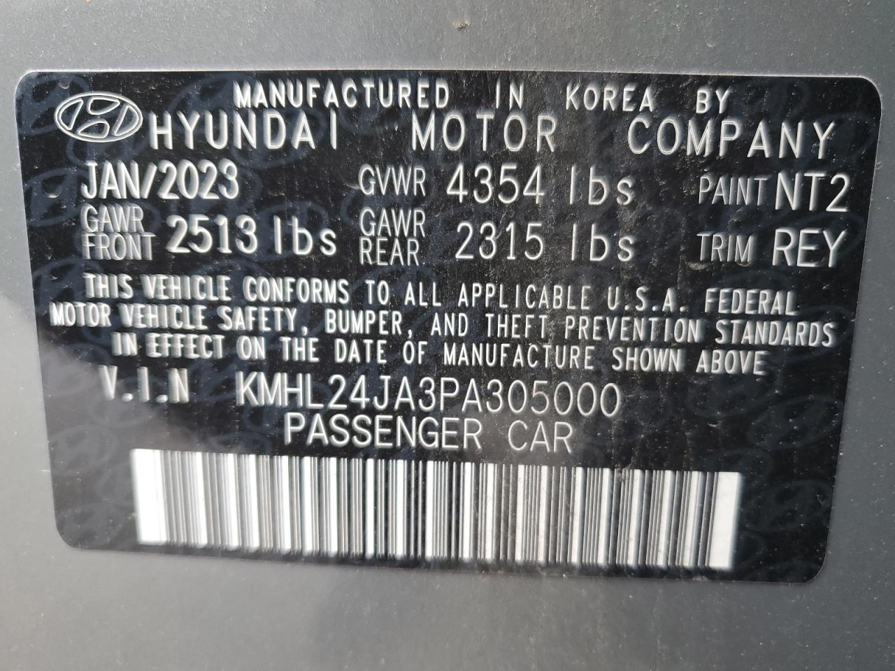 KMHL24JA3PA305000 2023 Hyundai Sonata Se