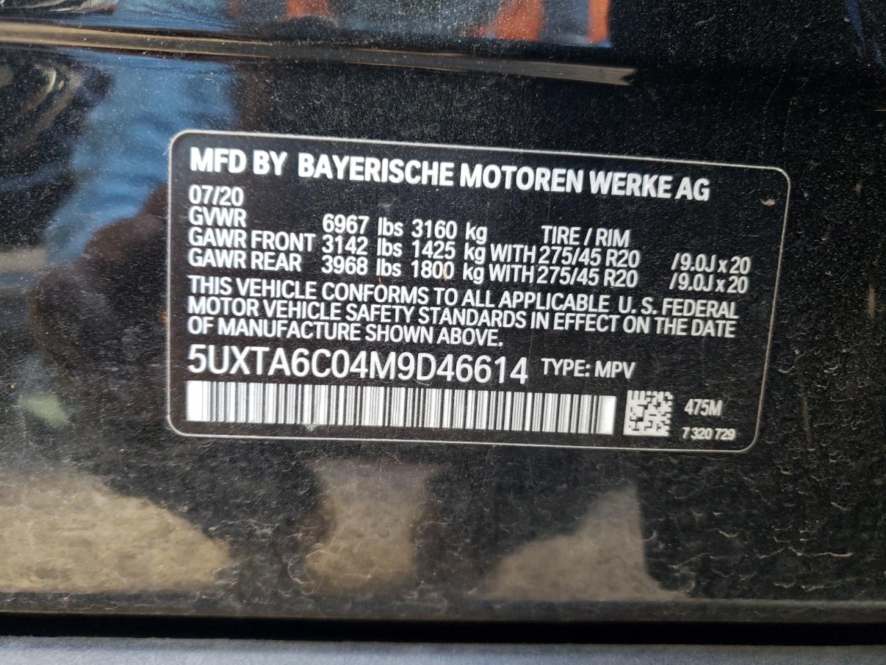 2021 BMW X5 xDrive45E VIN: 5UXTA6C04M9D46614 Lot: 73252284