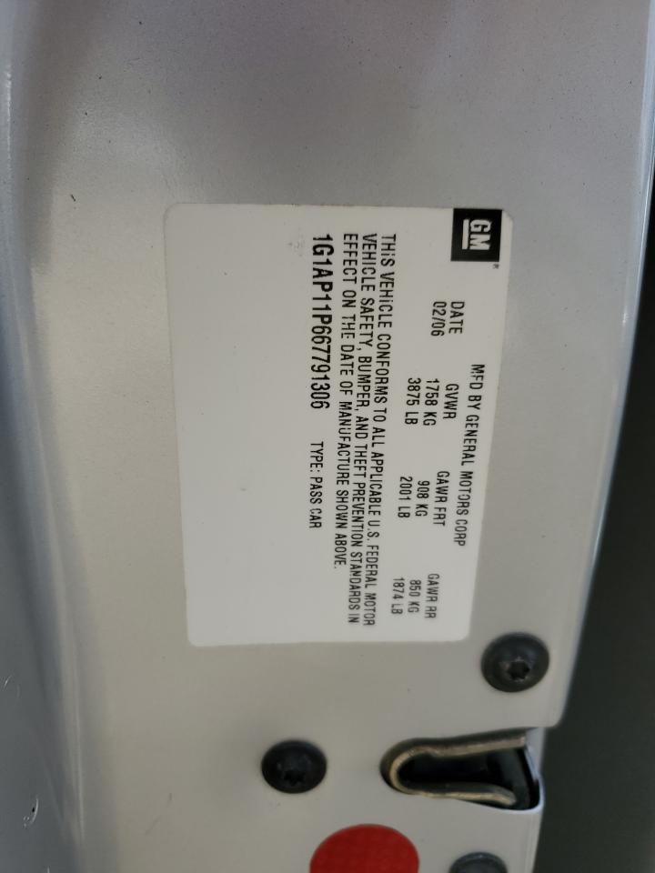 2006 Chevrolet Cobalt Ss Supercharged VIN: 1G1AP11P667791306 Lot: 78584934