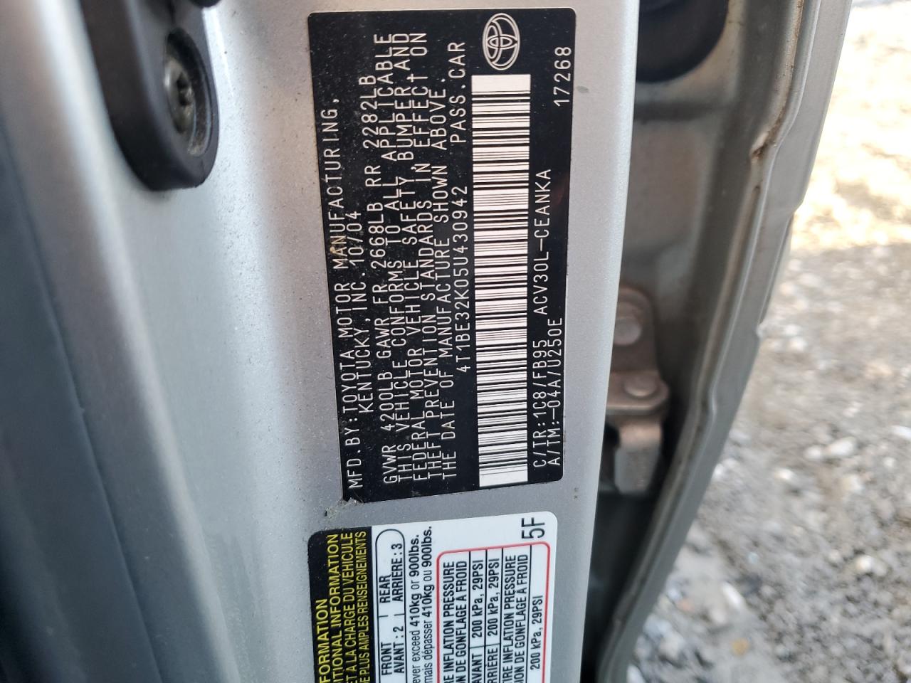 4T1BE32K05U430942 2005 Toyota Camry Le