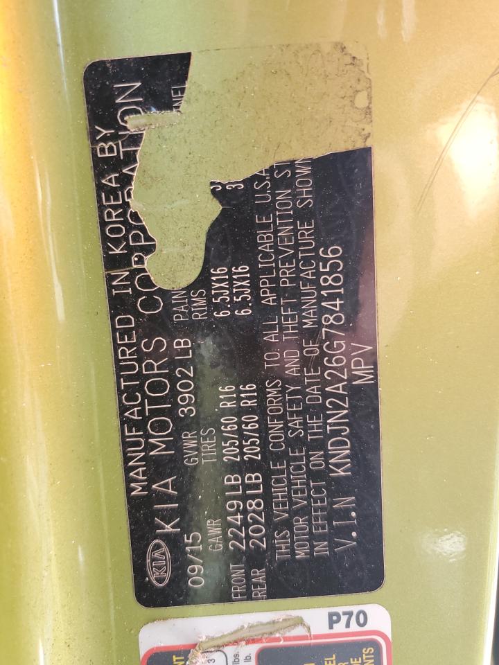 2016 Kia Soul VIN: KNDJN2A26G7841856 Lot: 74918944