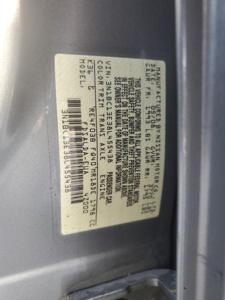 3N1BC13E38L455438 2008 Nissan Versa S