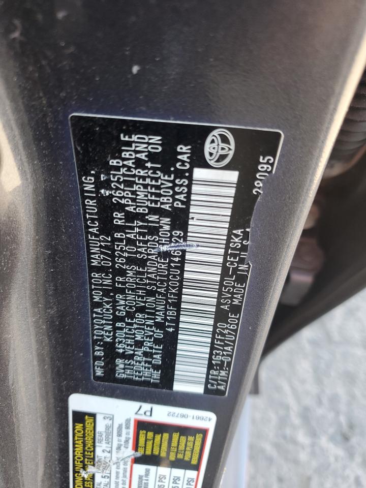 4T1BF1FK0CU146929 2012 Toyota Camry Base