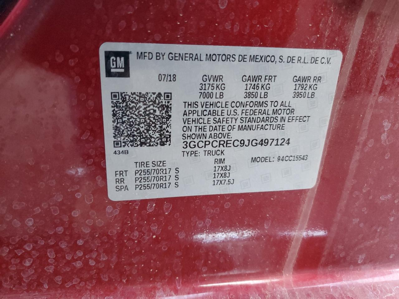 VIN 3GCPCREC9JG497124 2018 CHEVROLET ALL Models no.12