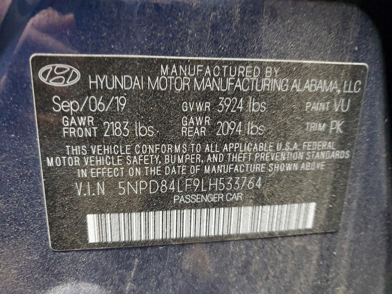 5NPD84LF9LH533764 2020 Hyundai Elantra Sel