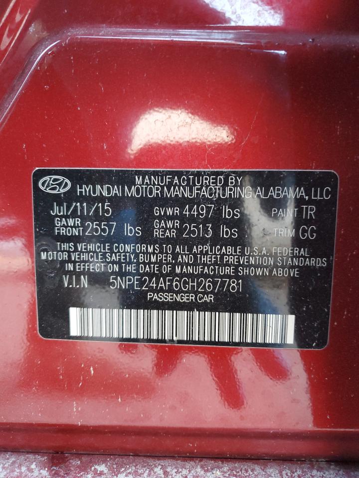 5NPE24AF6GH267781 2016 Hyundai Sonata Se