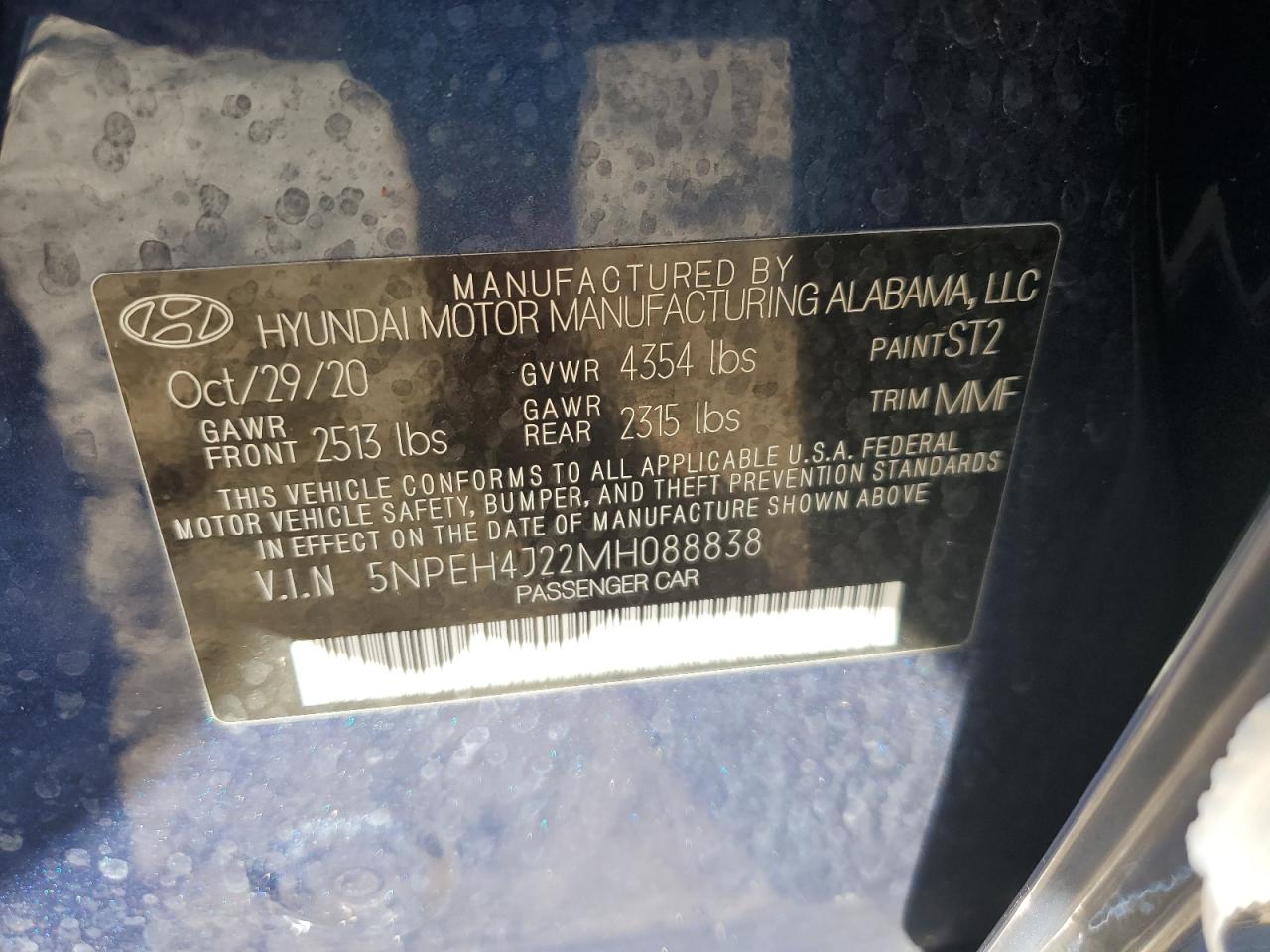 2021 Hyundai Sonata Limited VIN: 5NPEH4J22MH088838 Lot: 75086844