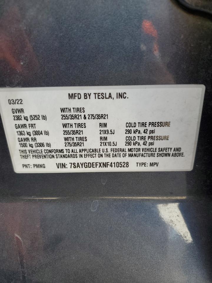 7SAYGDEFXNF410528 2022 Tesla Model Y