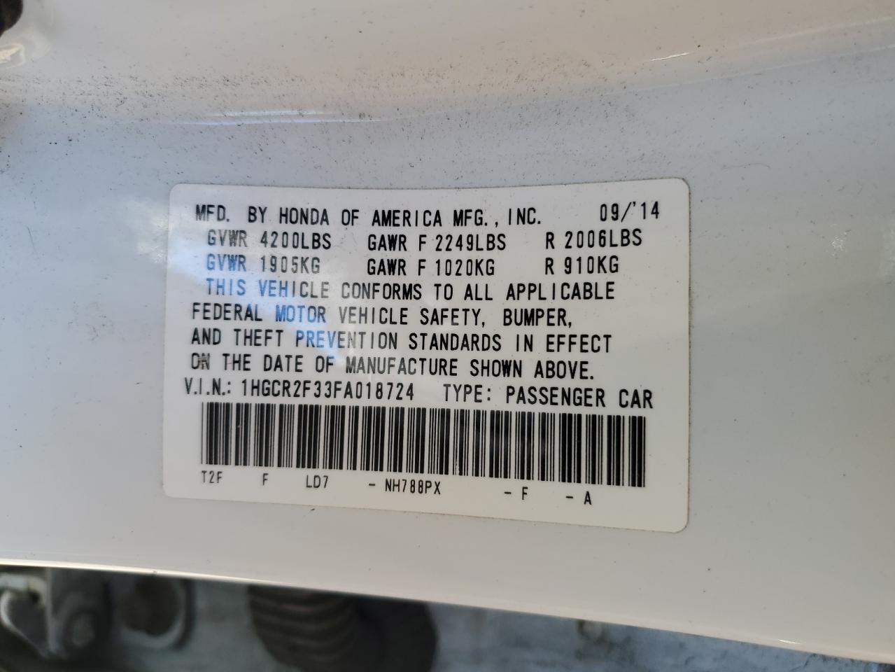 1HGCR2F33FA018724 2015 Honda Accord Lx