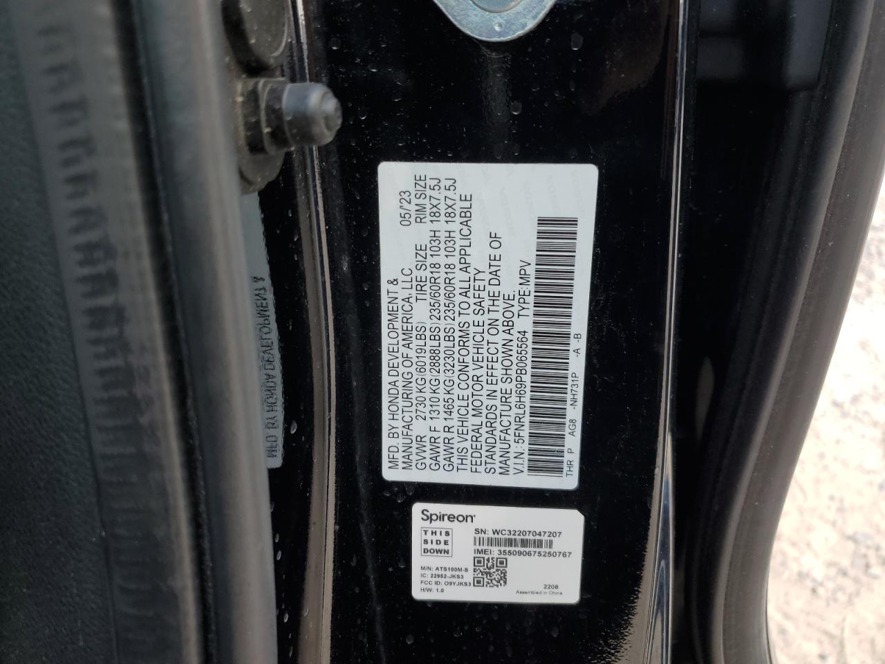 5FNRL6H69PB065564 2023 Honda Odyssey Exl