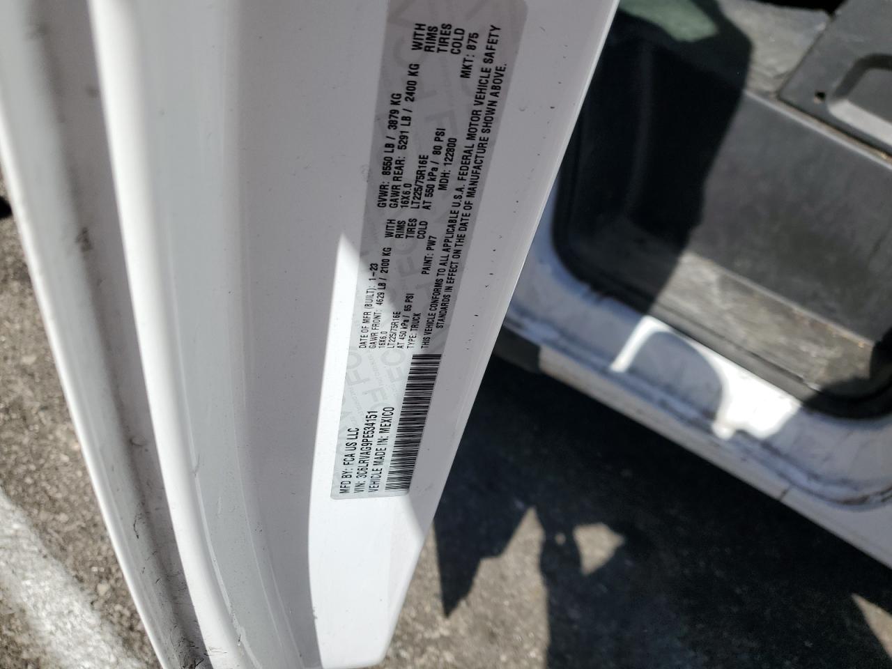 2023 Ram Promaster 1500 1500 Standard VIN: 3C6LRVAG9PE534151 Lot: 75601904