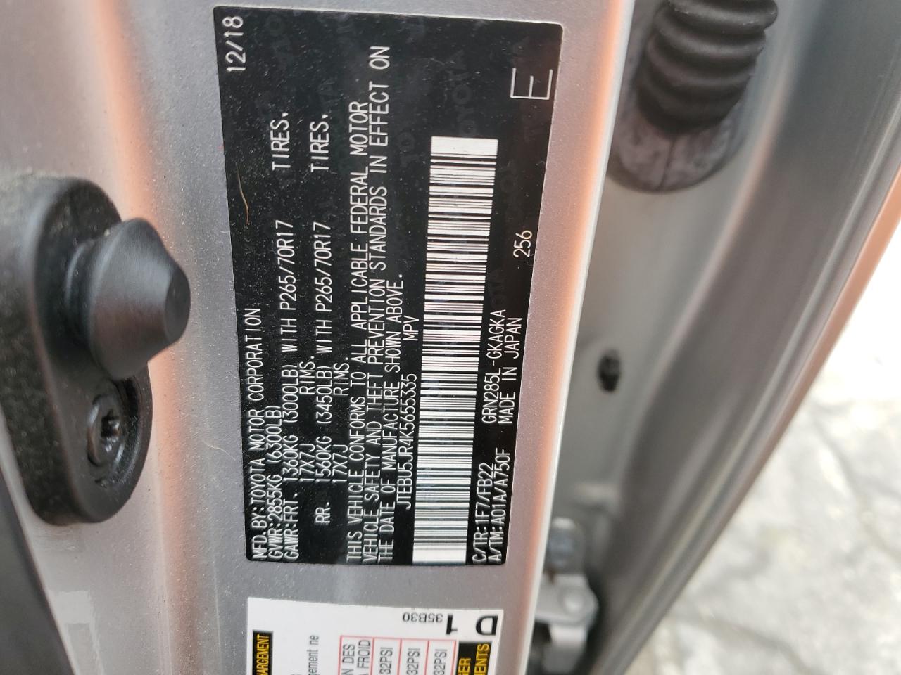 JTEBU5JR4K5655335 2019 Toyota 4Runner Sr5