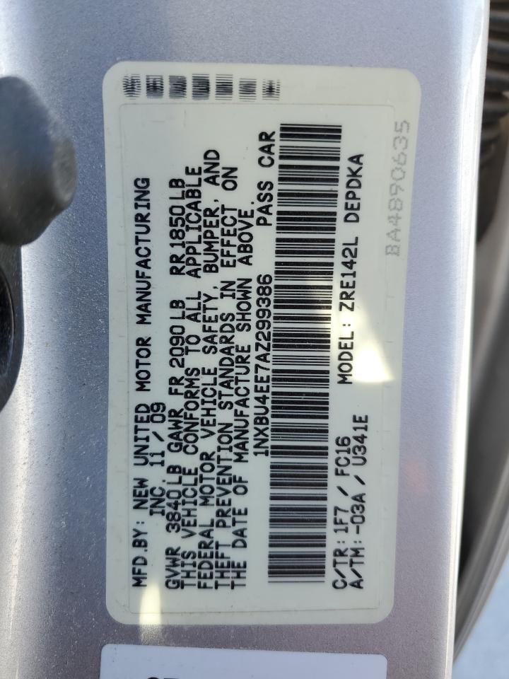 2010 Toyota Corolla Base VIN: 1NXBU4EE7AZ299386 Lot: 76314494