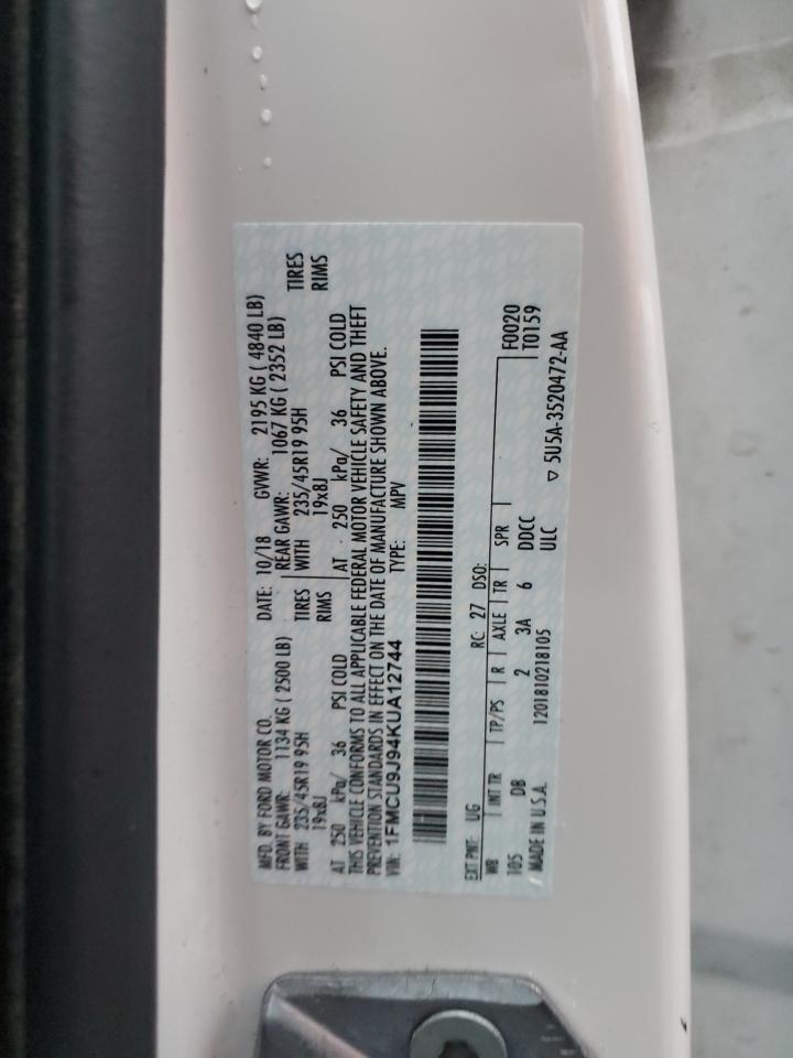 1FMCU9J94KUA12744 2019 Ford Escape Titanium