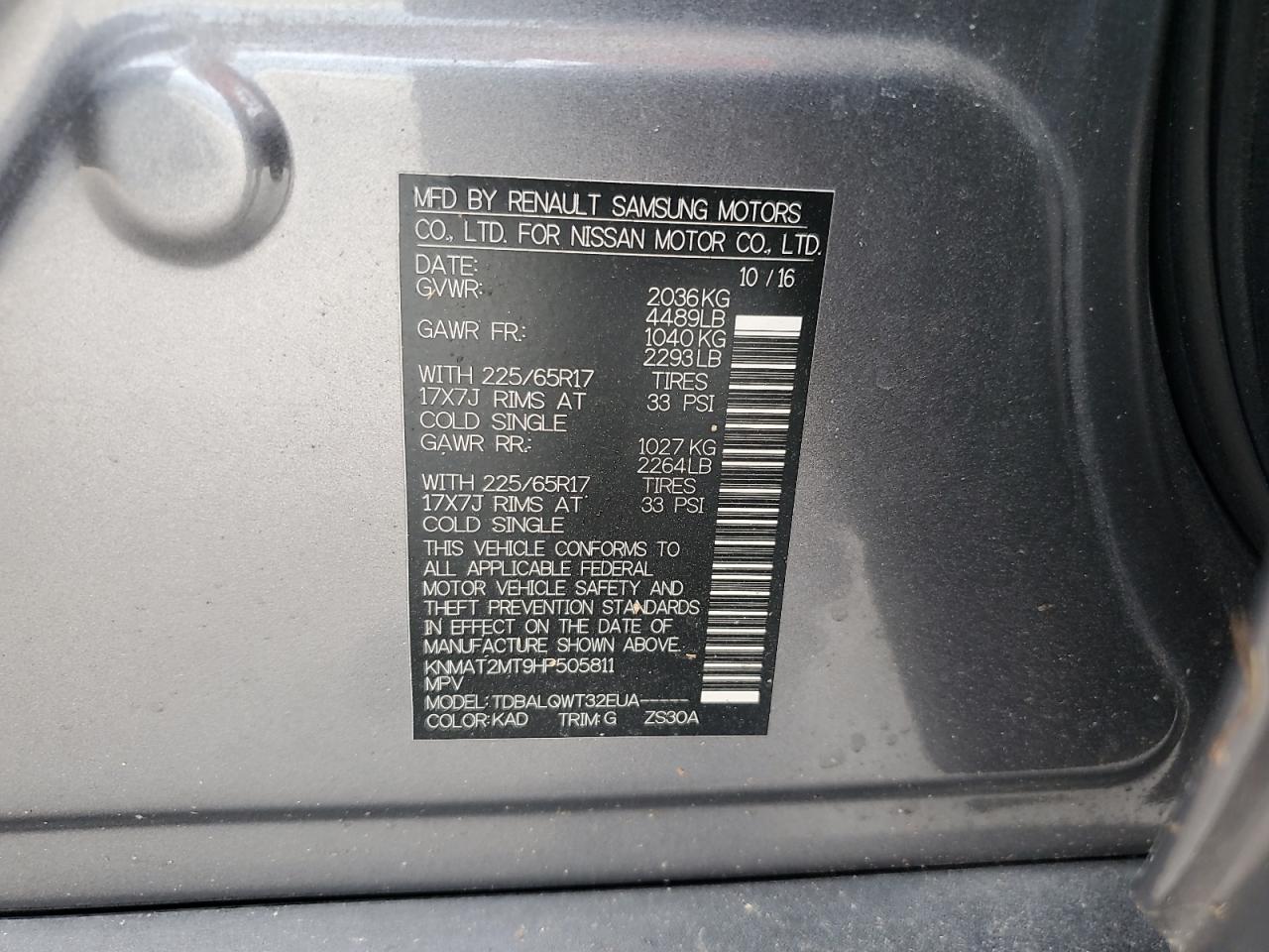 KNMAT2MT9HP505811 2017 NISSAN ROGUE - Image 14