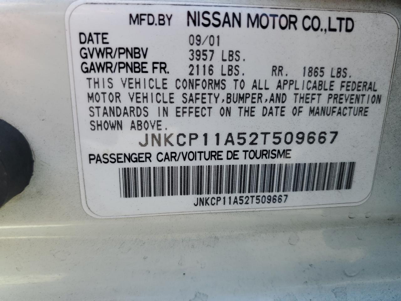 JNKCP11A52T509667 2002 Infiniti G20