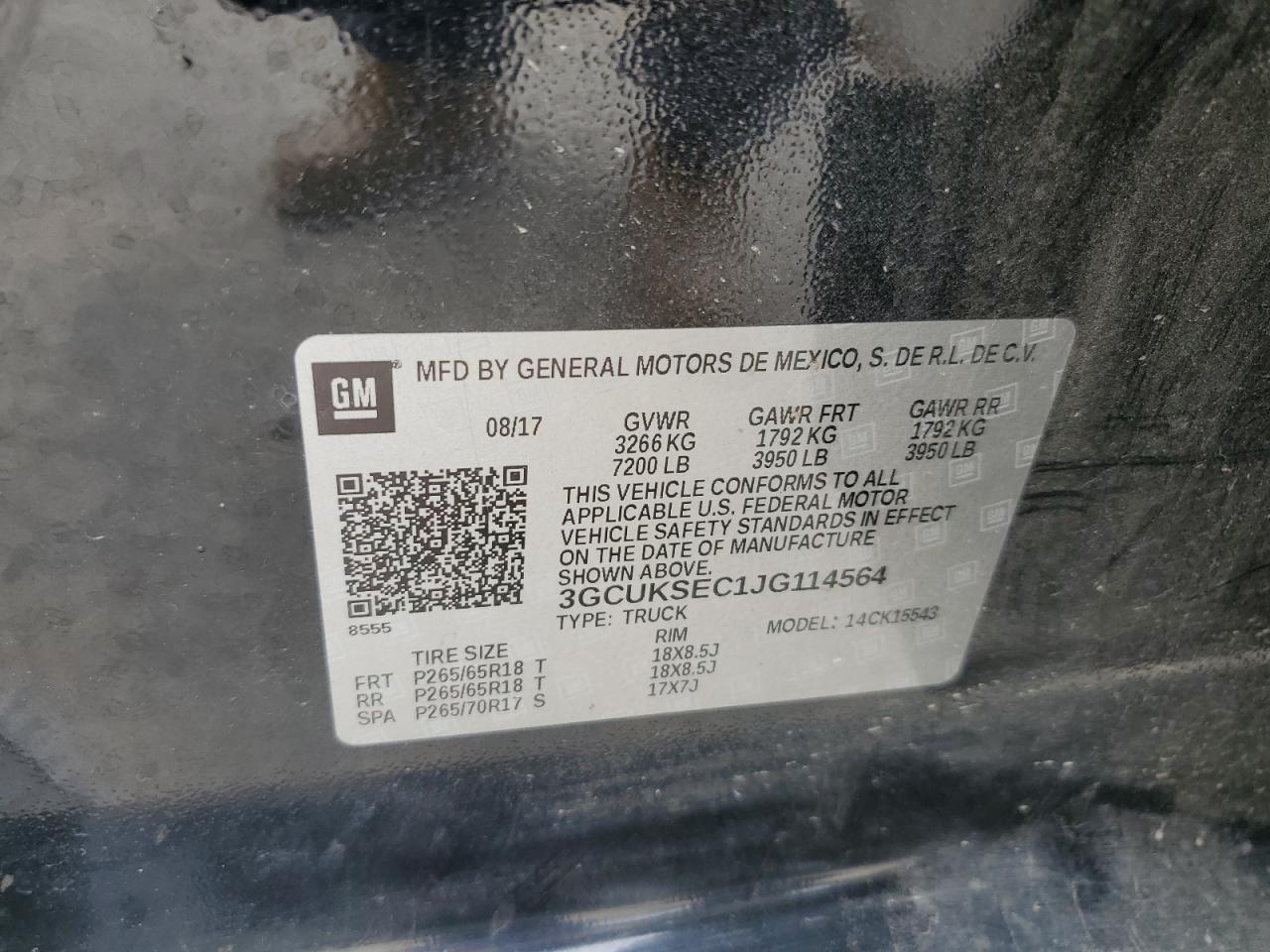 3GCUKSEC1JG114564 2018 Chevrolet Silverado K1500 Ltz