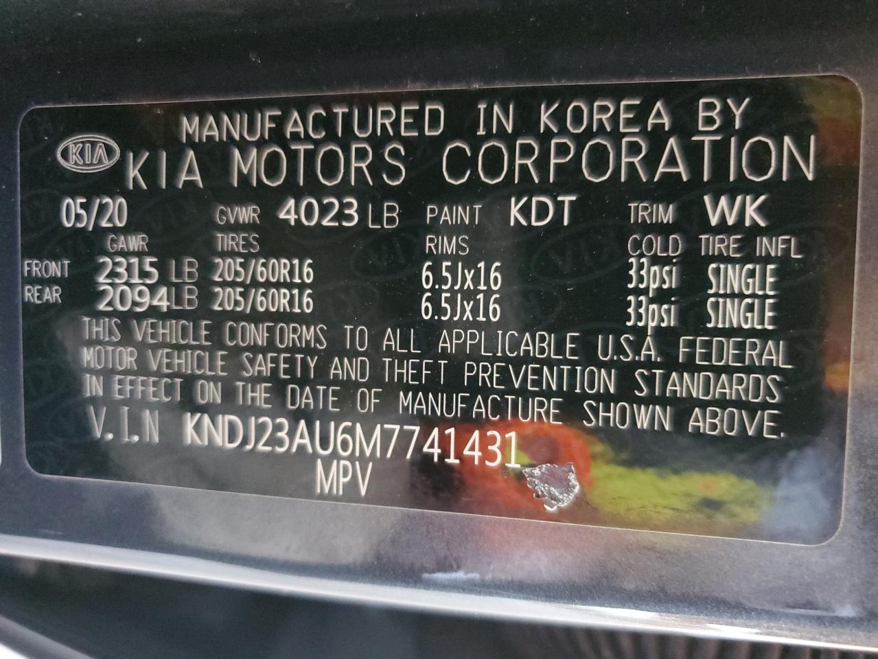 KNDJ23AU6M7741431 2021 Kia Soul Lx