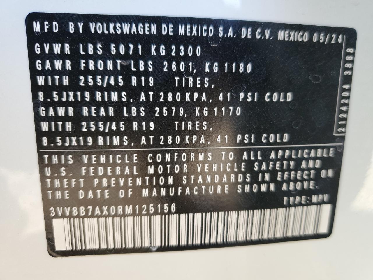 2024 Volkswagen Tiguan Se R-Line Black VIN: 3VV8B7AX0RM125156 Lot: 74579374