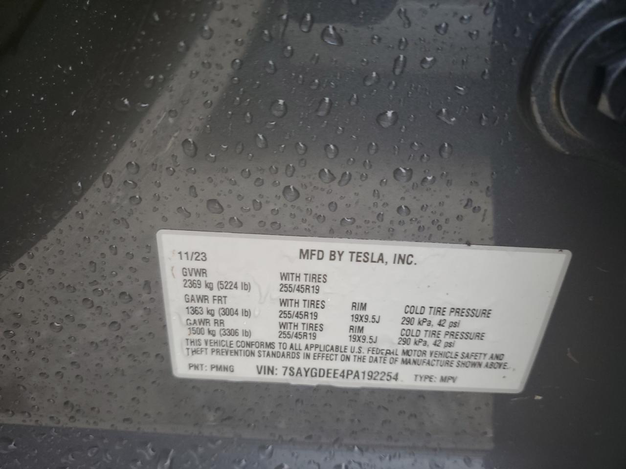 7SAYGDEE4PA192254 2023 Tesla Model Y