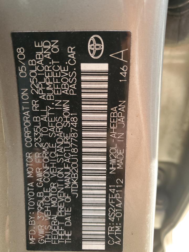 JTDKB20U187787481 2008 Toyota Prius