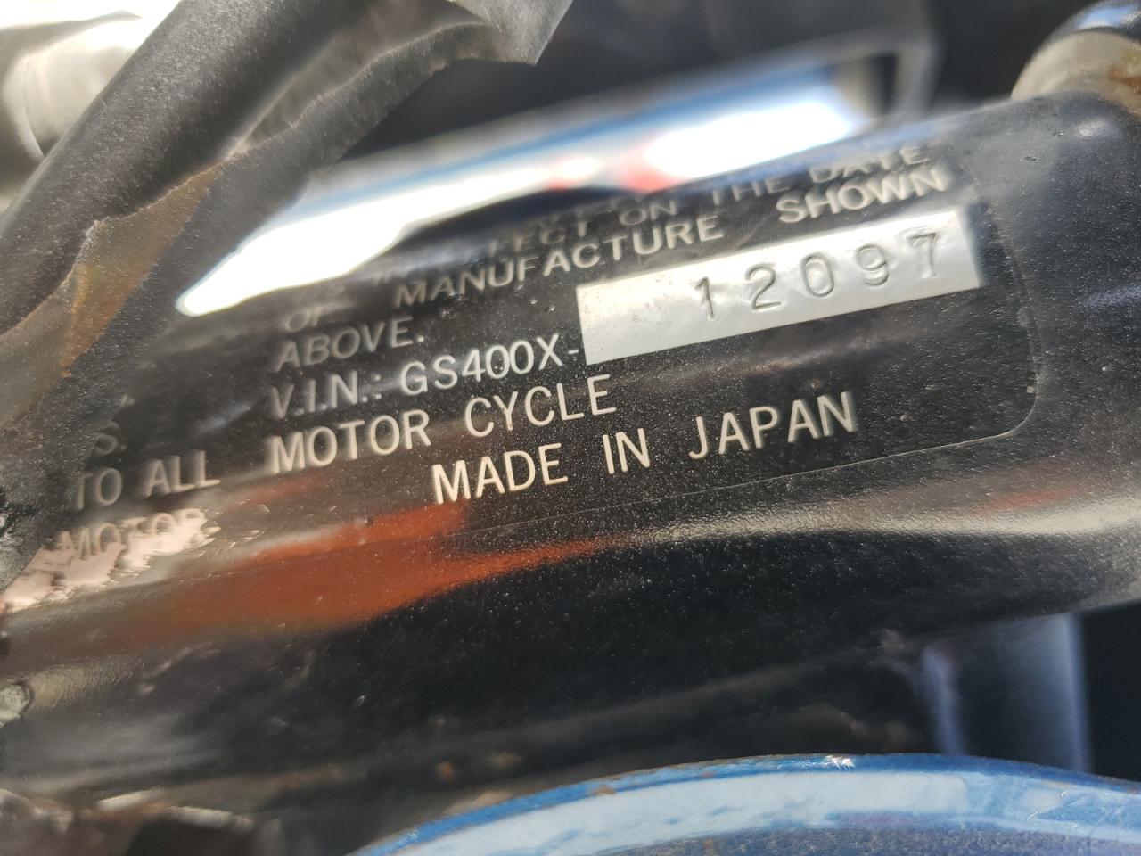 1977 Suzuki Gs400 VIN: GS400X12097 Lot: 78249224