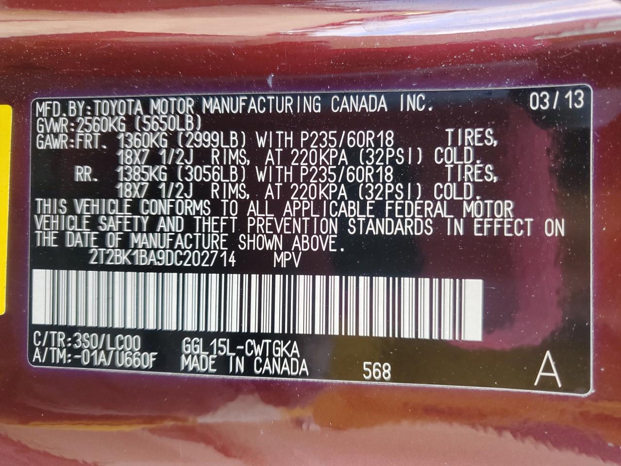 2013 Lexus Rx 350 Base VIN: 2T2BK1BA9DC202714 Lot: 75844114