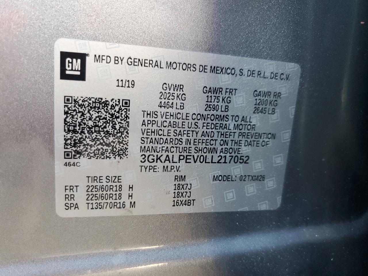 3GKALPEV0LL217052 2020 GMC Terrain Slt