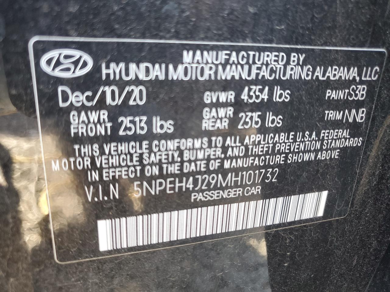 5NPEH4J29MH101732 2021 Hyundai Sonata Limited